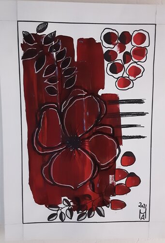 Blumen  in elementare  Farbe mit großer  Wirkung. van Angelo Marzullo, Schilderij te koop op Singulart