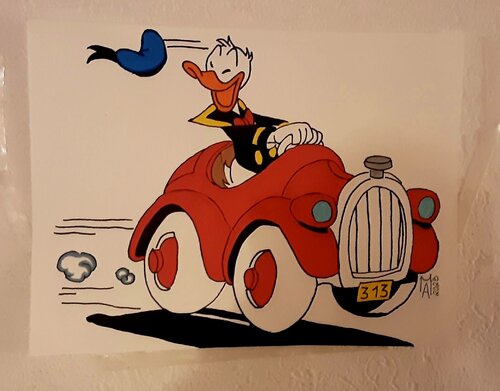 L automobilista  Paperino di Angelo Marzullo, Pittura in vendita su Singulart