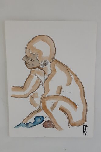 Sitzende mann di Angelo Marzullo, Disegno in vendita su Singulart