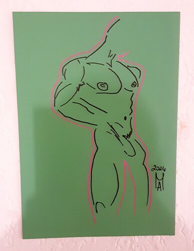 Bodybuilder  Nr.2 van Angelo Marzullo, Tekening te koop op Singulart