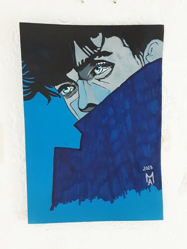 Der blauer Mantel di Angelo Marzullo, Disegno in vendita su Singulart