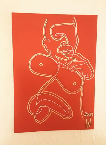 Uomo in rosso van Angelo Marzullo, Tekening te koop op Singulart