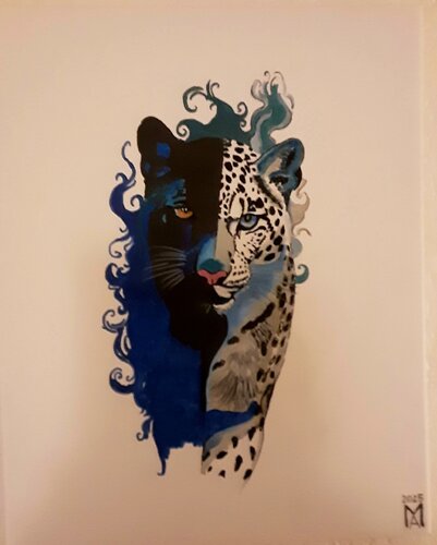 Weiß, blau,schwarz   panter van Angelo Marzullo, Schilderij te koop op Singulart