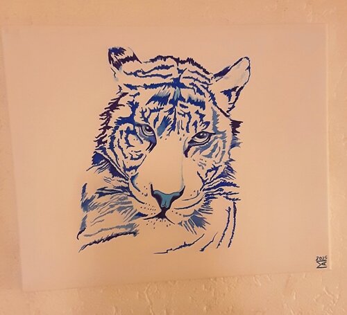 Blauer Tiger par Angelo Marzullo, Peinture en vente sur Singulart