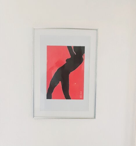 Siluette  in schwarz und rot und Gold Umrandung de Angelo Marzullo, Pintura a la venta en Singulart