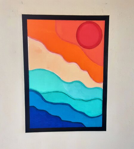 Sicilia die 4 elements,Feuer =Sonne, erde = Strand,wasser=Meer,und luft,wind. di Angelo Marzullo, Pittura in vendita su Singulart