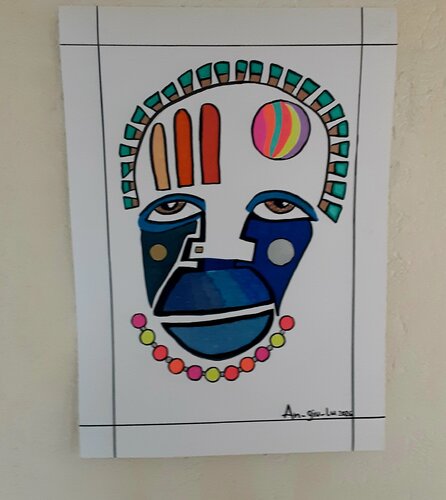 Afrikanische Maske, honkel Tom di Angelo Marzullo, Pittura in vendita su Singulart