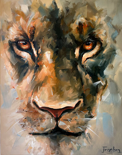 Lion’ by Ferenc Racz, Painting for Sale on Singulart