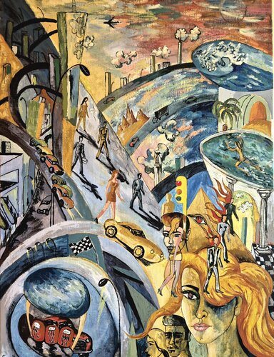 Ciudad dinámica de Victor Collcardenas, Pintura a la venta en Singulart