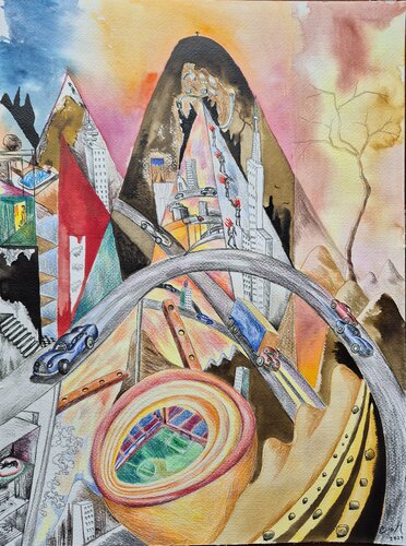 Ciudad con estadio von Victor Collcardenas, Werk auf Papier kaufen auf Singulart