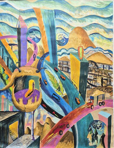 El estudio del artista by Victor Collcardenas, Painting for Sale on Singulart