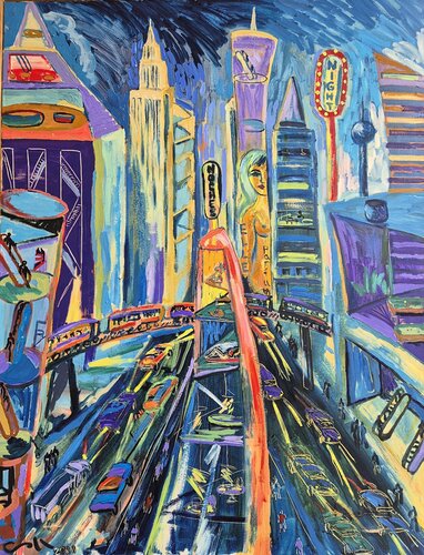 Ciudad de noche by Victor Collcardenas, Painting for Sale on Singulart