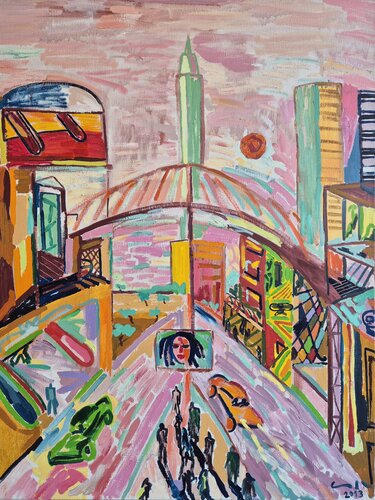 El puente rojo von Victor Collcardenas, Malerei kaufen auf Singulart