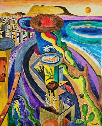 Paisaje con amantes by Victor Collcardenas, Painting for Sale on Singulart