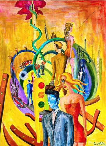 La ciudad de los sueños by Victor Collcardenas, Painting for Sale on Singulart