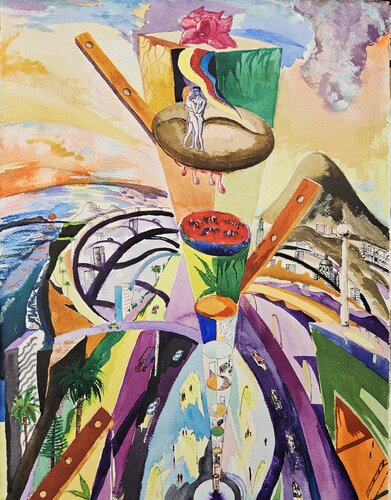 Tocando el cielo by Victor Collcardenas, Work on Paper for Sale on Singulart