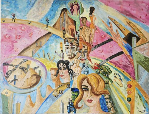 Ciudad bajo la lluvia by Victor Collcardenas, Painting for Sale on Singulart