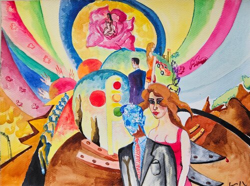 La rosa del crepúsculo von Victor Collcardenas, Werk auf Papier kaufen auf Singulart