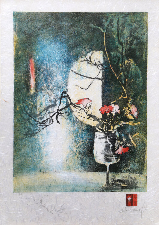 Wine Glass with Flowers Hoi Lebadang