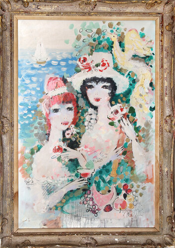 Two Women by the Shore de Charles Cobelle, Pintura a la venta en Singulart