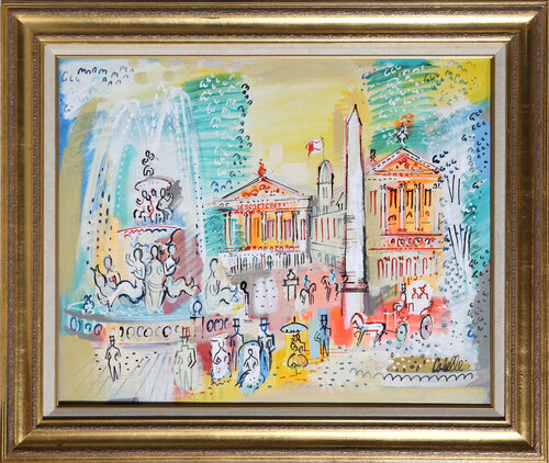 Paris Monuments with Fountain de Charles Cobelle, Pintura a la venta en Singulart