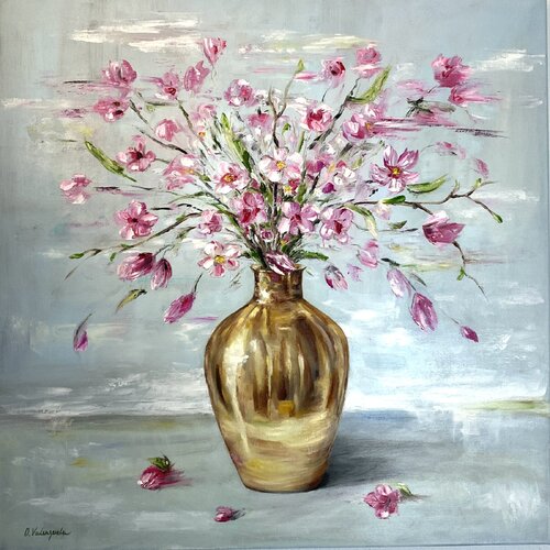 Rosa in Gold van Olga Valenzuela, Schilderij te koop op Singulart