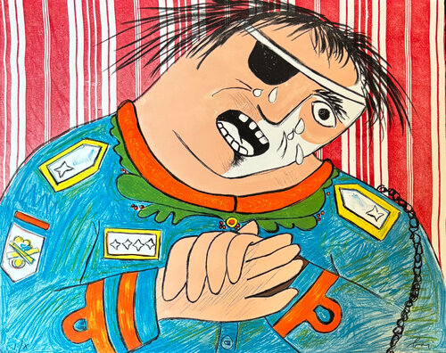 Enrico Baj (1924–2003) – Dayan – Color lithograph on paper – 1965 by Enrico Baj, Print for Sale on Singulart