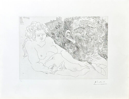 Pablo Picasso (1881–1973) - VIEUX PEINTRE ET VIEUX MODELE - etching on paper par Pablo Picasso, Édition en vente sur Singulart