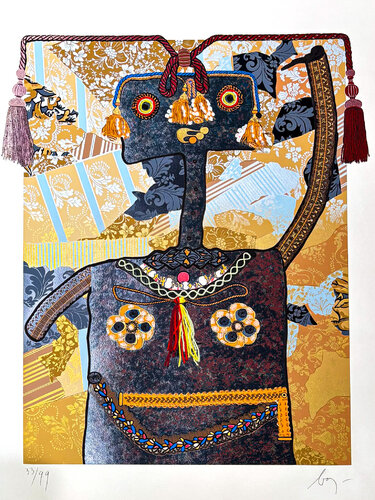 Enrico Baj (1924 – 2003) – Marie Françoise Cathérine de Beauvan-Craon Marchesa di Boufflers (1711 – 1786) – Mixed media in colour and collage – 1976 by Enrico Baj, Work on Paper for Sale on Singulart