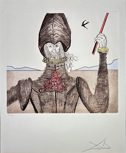 Salvador Dalí (1904–1989) - Don Quixote (The Dreamer) - Hand coloured drypoint, etchings on Arches paper - 1981 von Salvador Dalí, Druck kaufen auf Singulart