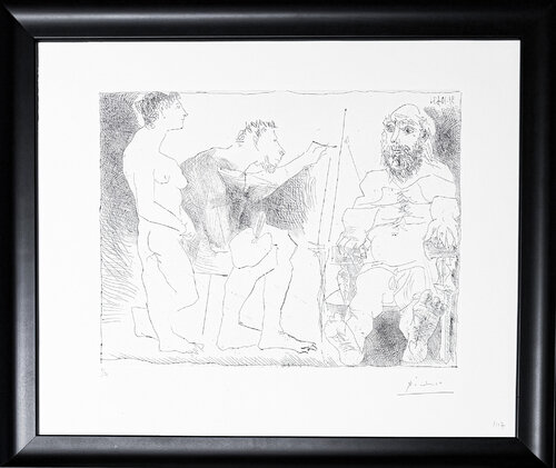 Pablo Picasso (1881–1973)- Peintre au travail - Etching on BFK Rives paper- 1963 von Pablo Picasso, Druck kaufen auf Singulart