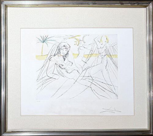 Salvador Dalí (1904–1989) - Mort de Cléopâtra - Drypoint etching with stencil on Arches paper - 1975 von Salvador Dalí, Druck kaufen auf Singulart