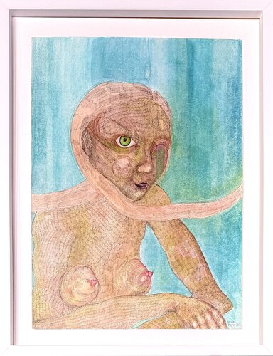 Munira Merve Celik (1994) - Pen drawing and watercolor painting on paper - 2021 by Munira Merve Celik, 회화 for Sale on Singulart