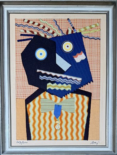 Enrico Baj (1924-2003) - Mr. Dupont De Nemours - Fabrics and collage on board - 1969 by Enrico Baj, Work on Paper for Sale on Singulart