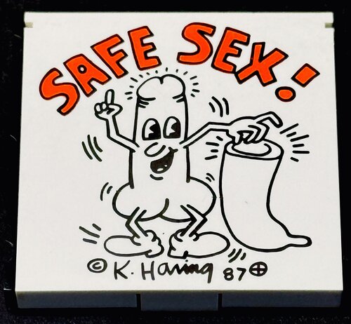 Keith Haring (1958–1990) - Safe Sex! - Condom holder with clip - 1987 by Keith Haring, Other Media for Sale on Singulart