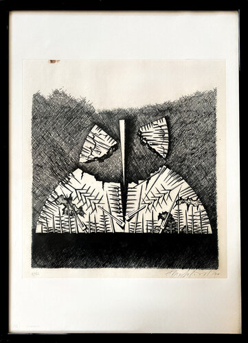 Arnaldo Pomodoro ( 1926 ) - La rottura nella forma solare - Etching and aquatint on paper – 1983 by Arnaldo Pomodoro, 版画 for Sale on Singulart