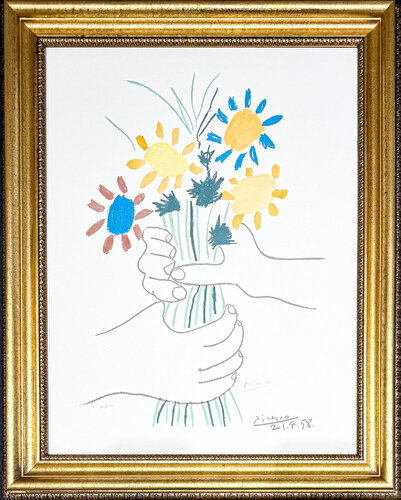 Pablo Picasso (1881–1973) - Bouquet de Fleurs - Color lithograph on Arches paper - 1958 par Pablo Picasso, Édition en vente sur Singulart