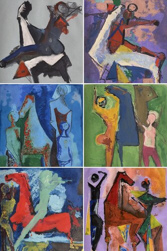 Marino Marini (1901–1980) - MARINO FROM SHAKESPEARE I - Complete original folder containing 8 color drypoint etchings and aquatints on paper - 1977 by Marino Marini, Print for Sale on Singulart
