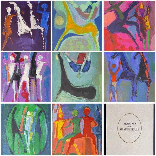 Marino Marini (1901–1980) - MARINO FROM SHAKESPEARE II - Complete original folder containing 8 color drypoint etchings and aquatints on paper - 1978 di Marino Marini, Stampa in vendita su Singulart