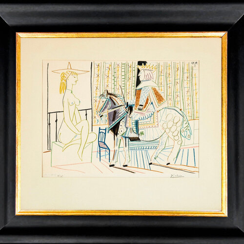 Pablo Picasso (1881–1973) - La Comedie Humaine: King on Horse with Sitting Nude - Color lithograph on Vélin Arches paper - 1954 by Pablo Picasso, Print for Sale on Singulart