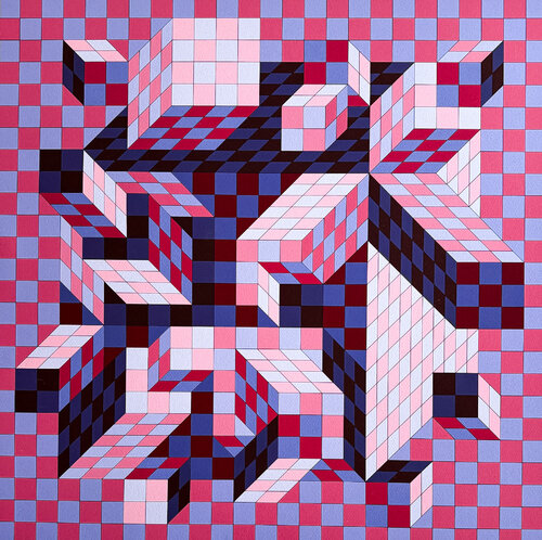 Victor Vasarely (1906–1997) – Quivar-Na – Color silkscreen on paper – 1977 di Victor Vasarely, Stampa in vendita su Singulart