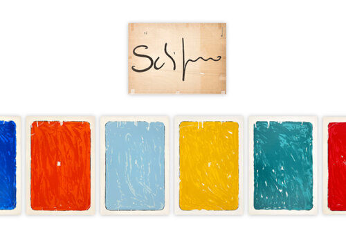Mario Schifano (1934–1998) - Monochrome - complete wood folder containing 8 silkscreen prints with enamel on cardstock - 1975 by Mario Schifano, Print for Sale on Singulart