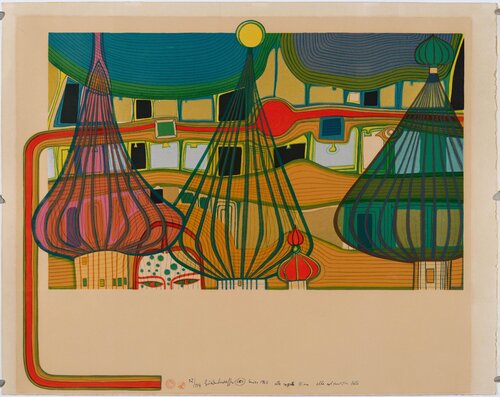 Friedensreich Hundertwasser (1928-2000) - L'Expulsion - Color lithograph on wove paper - 1967 von Friedensreich Hundertwasser, Druck kaufen auf Singulart