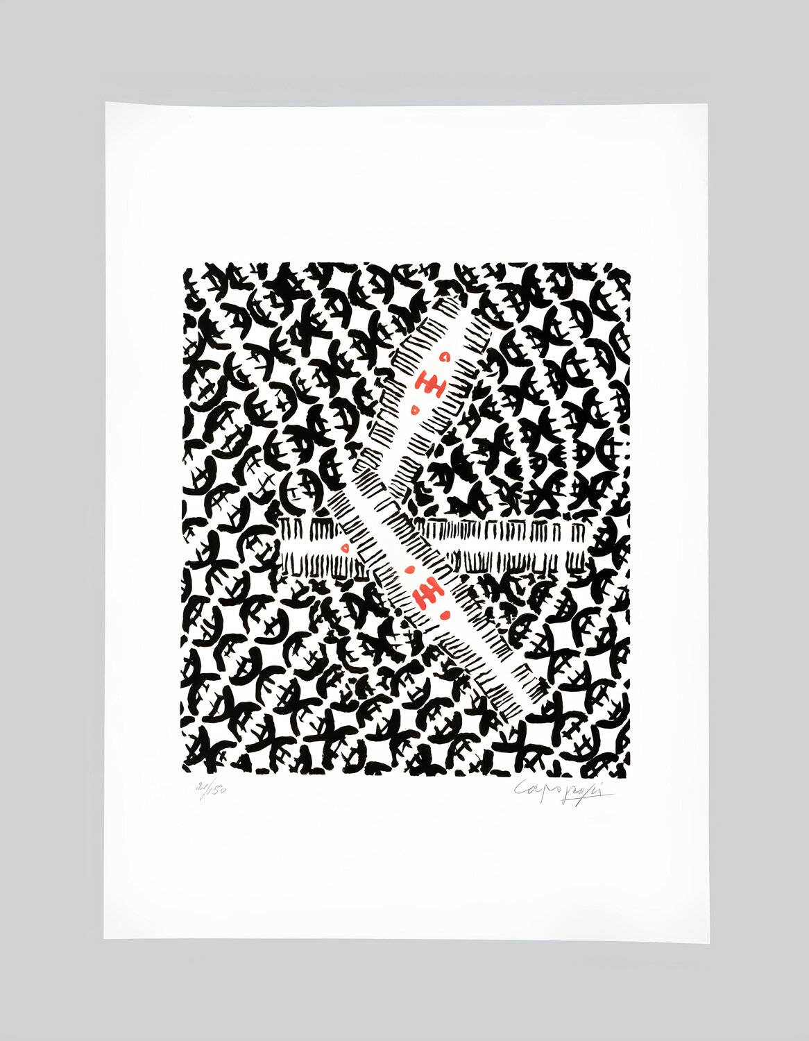 Giuseppe Capogrossi (1900 - 1972) - Lithograph on paper - 1958 Giuseppe Capogrossi