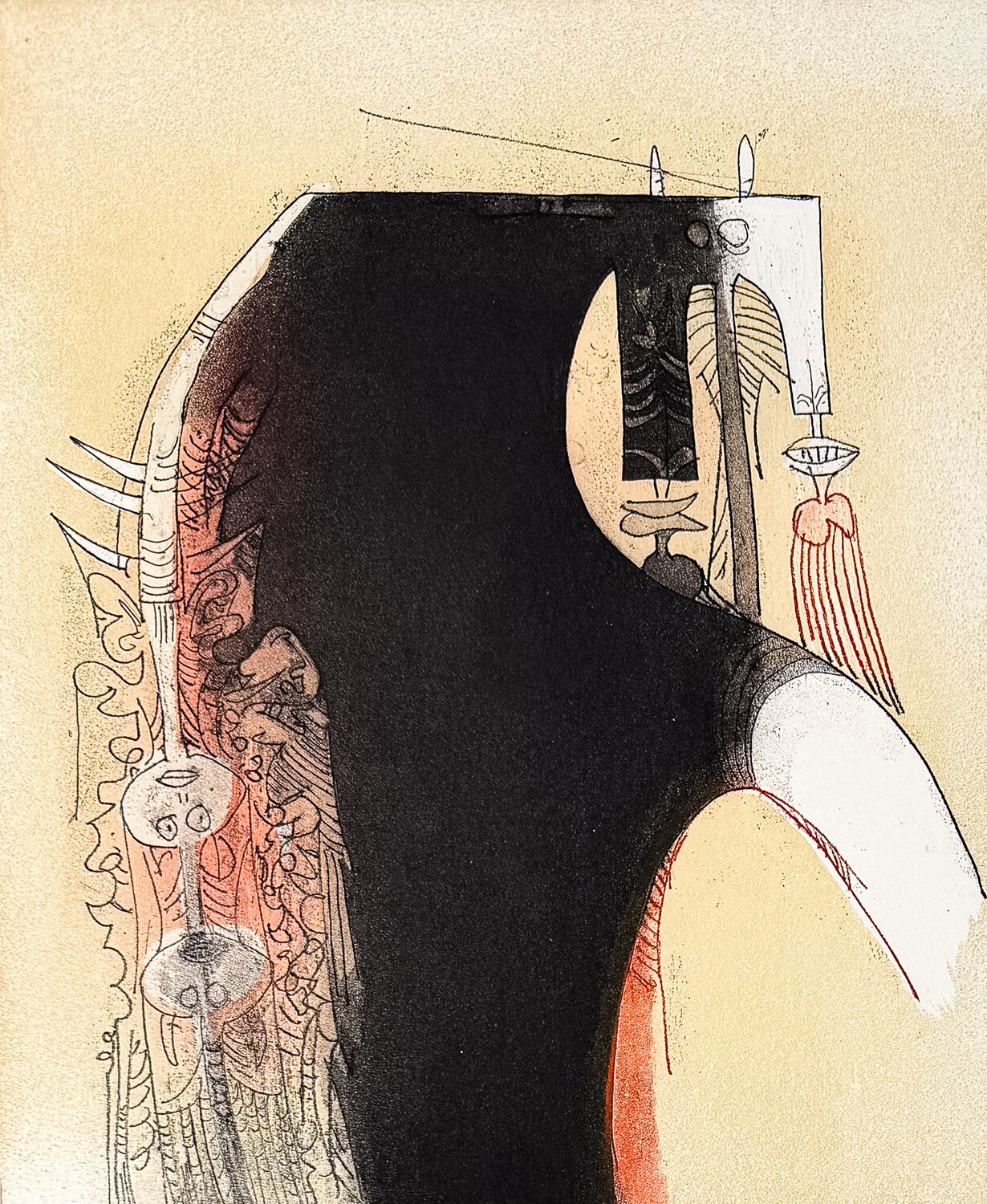 Wifredo Lam (1902–1982) - Untitled - Coloured etching and aquatint - 1966 Wifredo Lam Stampa in vendita