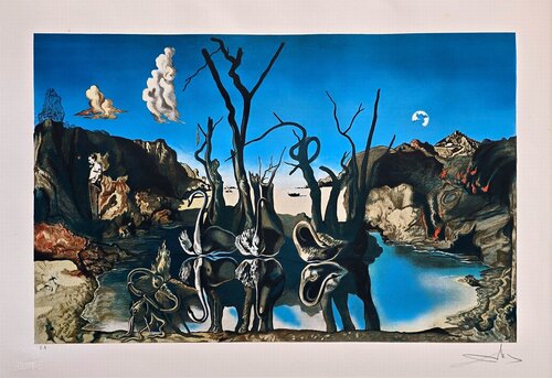 Swans Reflecting Elephants (Surrealism, Modern, Vibrant, Dreamy) by Salvador Dalí, Print for Sale on Singulart