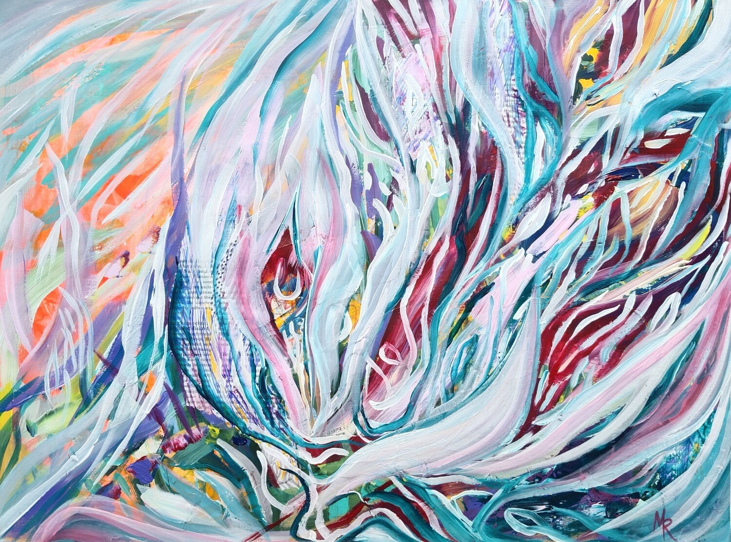Zwischen Blättern und Träumen Manuela Riedmann Peinture originale à vendre