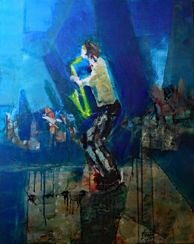 SAXOPHONISTE NUIT D'ETE de JACQUES DONNEAUD, Pintura a la venta en Singulart