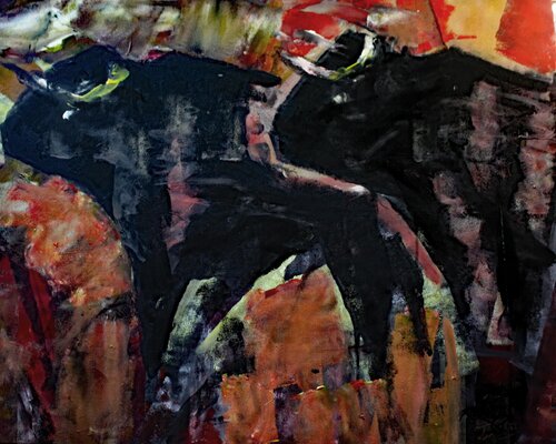 IMPRESSION DE TAUREAUX van JACQUES DONNEAUD, Schilderij te koop op Singulart