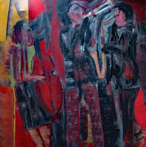 COMPOSITION AUX TROIS MUSICIENS di JACQUES DONNEAUD, Pittura in vendita su Singulart